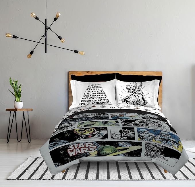 Star Wars Queen Comforter Set 7 Piece Soft Bedding for Boys, Multi | Darth Vader Yoda, Bed in a Bag, Comforter Sheets Shams Pillowcases, Soft Microfiber, Machine Washable, Boys Gift - Image 5