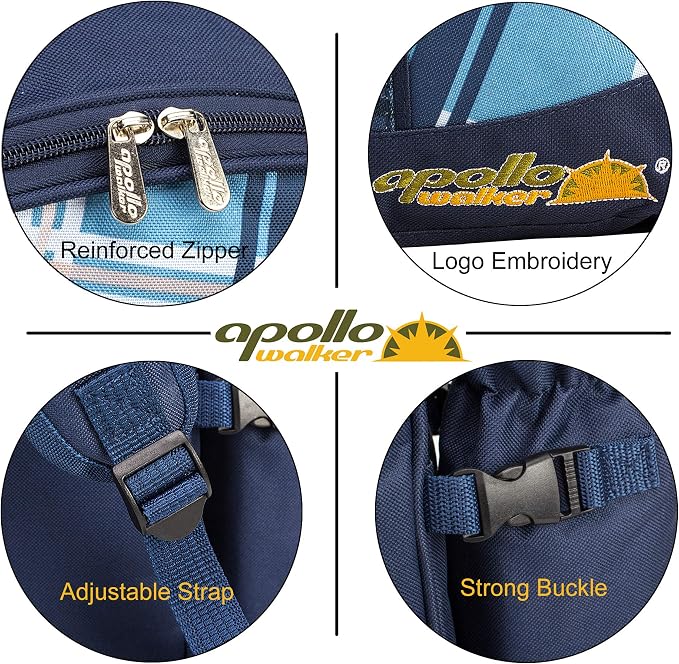 Apollo walker Picnic Backpack Set for 4 with Cooler Compartment,Detachable Bottle/Wine Holder Including Large Picnic Blanket(45"x 53") for Picnic Family and Lovers Gifts,Outdoor,BBQ Time (Blue) - Image 5