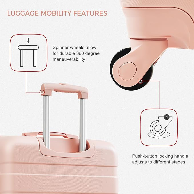 4 Pcs Sets ABS Hardshell Luggage Set Spinner Wheel Suitcase TSA Lock Suit Case - Image 3