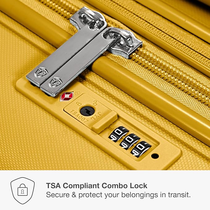 Traveler's Choice Pagosa Hardshell Expandable Luggage with Spinner Wheels, Yellow, 22-Inch Carry-on - Image 6