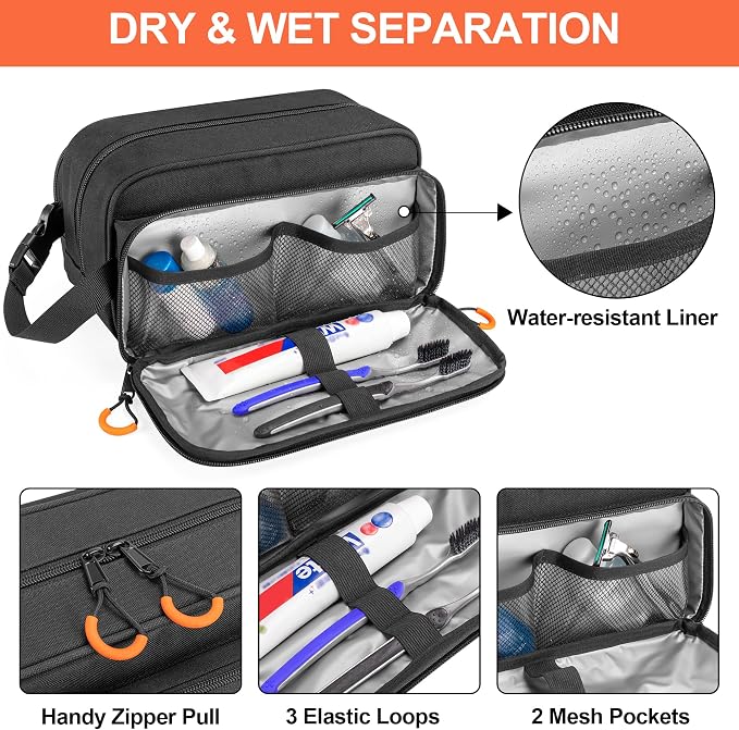 Tactical Toiletry Travel Bag for Men, Dopp Kit Shaving Organizer Case for Toiletries, Shower and Grooming Care Accessories - Image 7