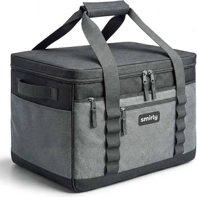 SMIRLY 48 Cans Soft Cooler Bag, Large Collapsible Leakproof Ice Chest | Portable Cooler with Multiple Pockets, Padded Handle and Wipe-Clean Lining for Camping, Beach, Travel, Picnic, Grocery, Car by Smirly