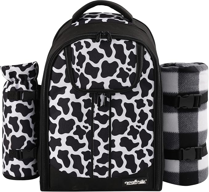 apollo walker Picnic Backpack Bag for 2 Person with Cooler Compartment, Detachable Bottle/Wine Holder, Fleece Blanket, Plates and Cutlery Set (2 Person, Black) - Image 5