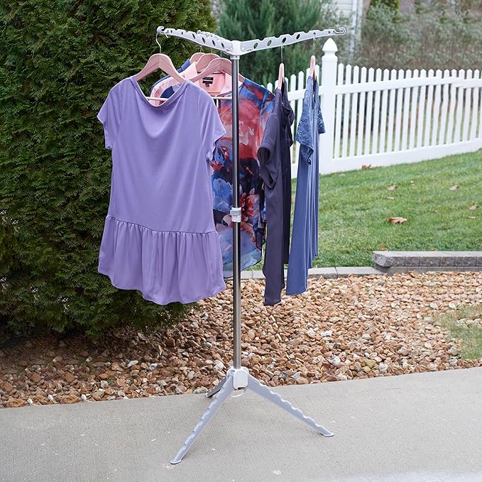 Household Essentials Grey 5006-1 Simple Indoor Tripod Clothes Drying Rack with Carrying Handle for Laundry, Small - Image 3