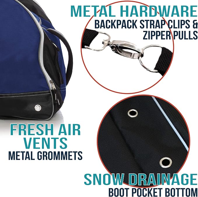 Athletico Ski Boot Bag – Skiing and Snowboarding Travel Luggage – Stores Gear Including Jacket, Helmet, Goggles, Gloves & Accessories – Venting and Grommets for Snow Drainage - Image 4