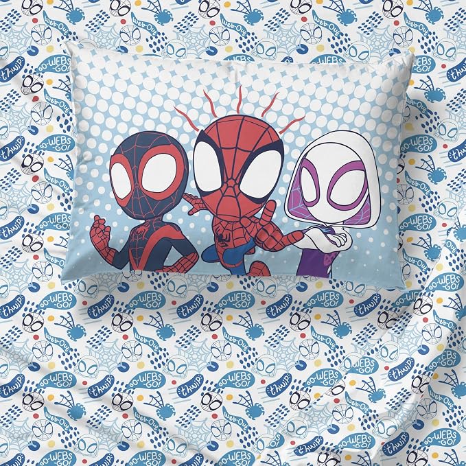 Jay Franco Kids Sheet Set with Fitted, Flat Sheets & Pillow Cover - Ultra-Soft Bedding with Pillowcase for Room Decor, Multi - Spidey & Friends, 3 Piece Twin - Image 7