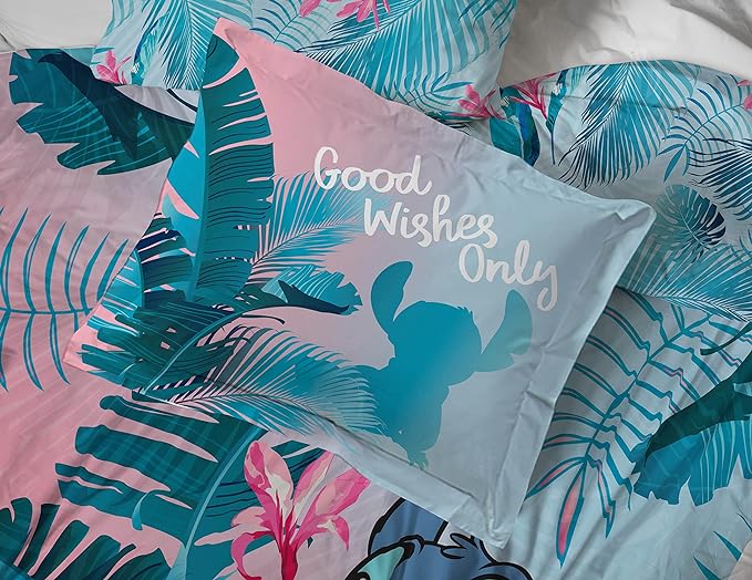 Disney Lilo and Stitch Full Size Comforter Set 7 Piece Kids Bedding, Pink | Bed in a Bag, Comforter Sheets Shams Pillowcases, Official Brand, Soft Microfiber, Machine Washable, Girls Gift - Image 6