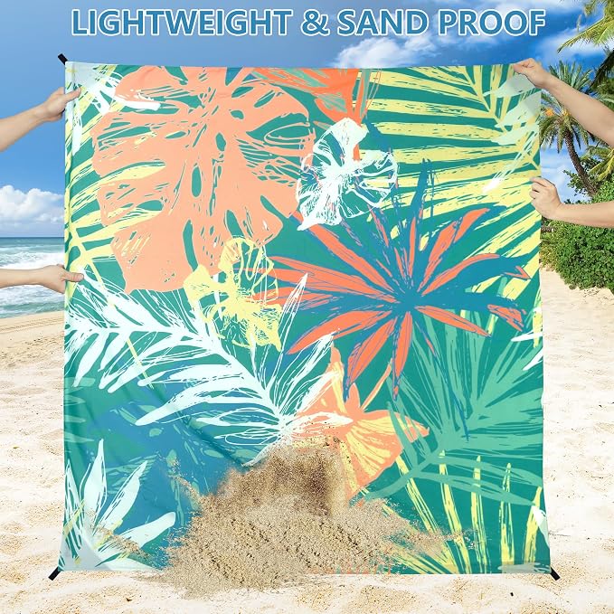 WIWIGO Beach Blanket Waterproof Sandproof Beach Mat 79" X 83"/10'x9'for 2-8 Adults Quick Drying Outdoor Picnic Mat Beach Accessories for Travel, Camping, Hiking - Image 4