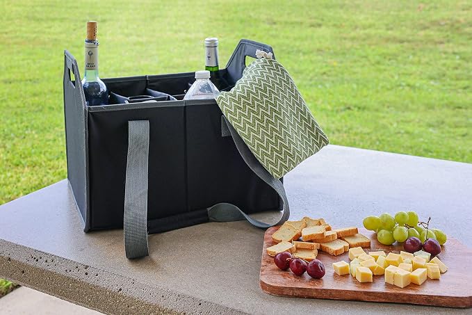 12 Bottle Wine Carrier Collapsible Reusable with Strap for Liquor Champagne Beer Glasses Storage Shopping Travel (Black) - Image 7
