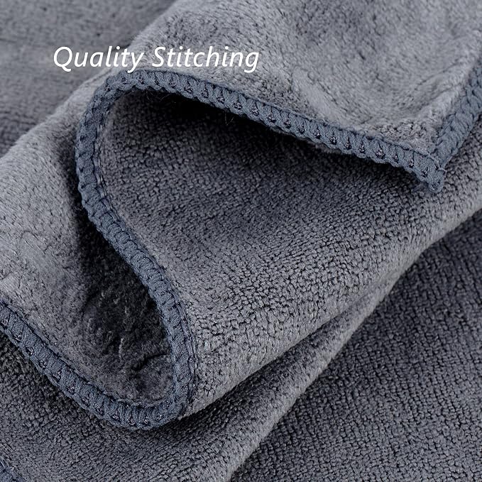 JML Large Microfiber Bath Towels Set of 6, 30" x 60", Soft,Super Absorption, Quick-Drying Perfect for Shower, Sauna, Yoga, Gym, Beach, Pool, Sport - Grey Floral Pattern - Image 6