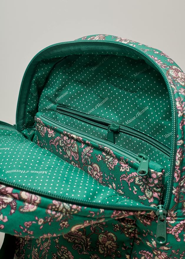 Maison d' Hermine Backpack for Women Men Cotton Shoulder Multipurpose Rucksack with Small Pouch Lightweight Multi Pocket Bag for Travel Work Beach Perfect for Spring Summer (Surya - Green) - Image 8