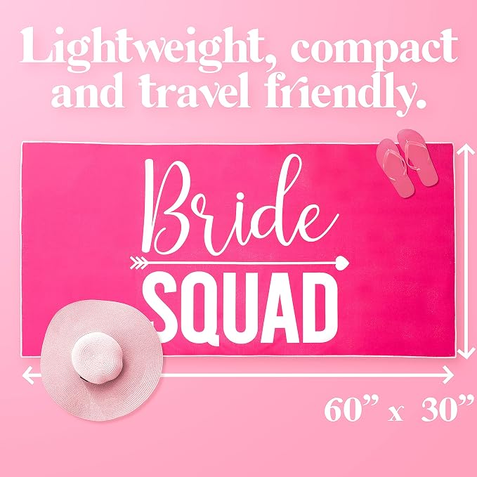 Ethisa 4 Pack Bride Squad Towel for Beach Bachelorette Party - Pink Design for Bridesmaids to Match Bride to Be - Team Bride Tribe Bachelorette Party Towels - 60"x30" - Image 6