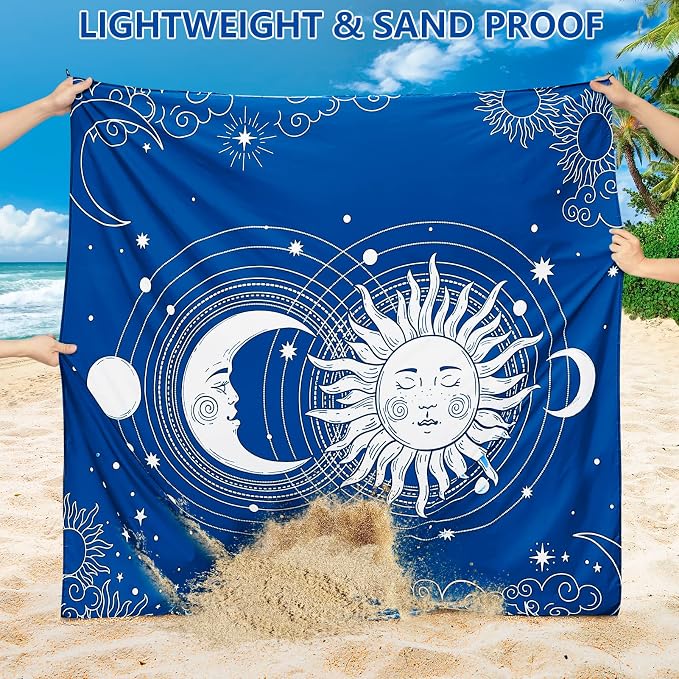 WIWIGO Beach Blanket Sandproof Extra Large Beach Mat Adults Waterproof Quick Drying Sand Free Mat Made by Premium Polyester with 4 Stakes & 4 Corner Pockets for Outdoor Travel Camping Hiking - Image 3