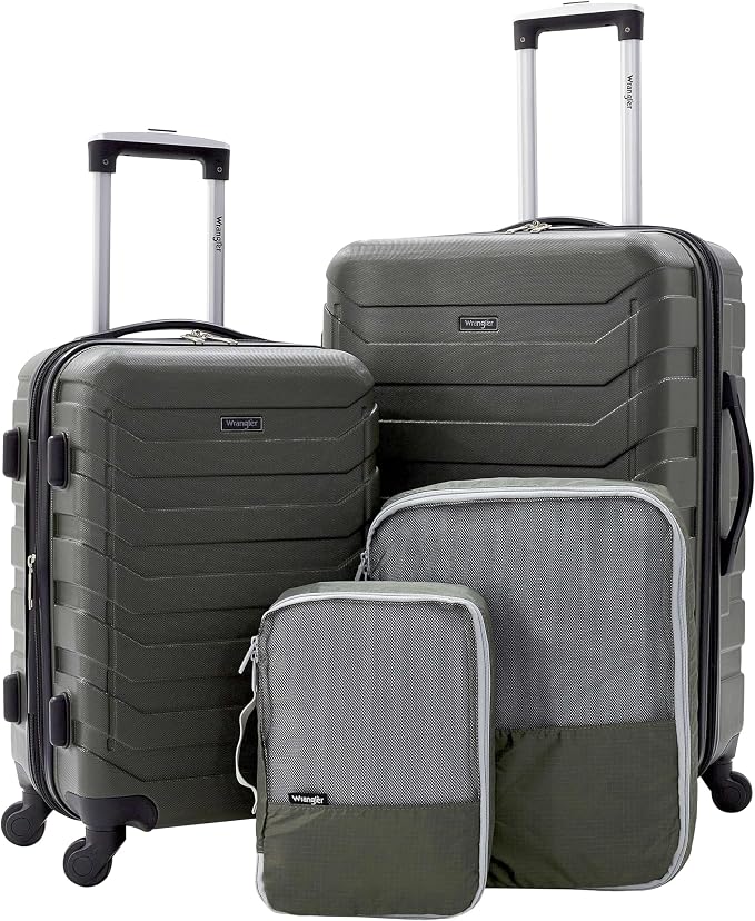 Wrangler 4 Piece Miami Luggage and Packing Cubes Set, Olive Green by Wrangler%C2%AE