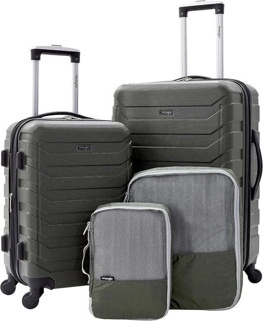 Wrangler 4 Piece Miami Luggage and Packing Cubes Set, Olive Green by Wrangler%C2%AE