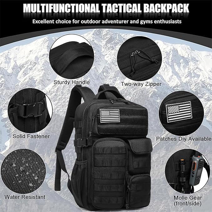 Wotony Tactical Backpack - Military waterproof backpack with multiple pockets and tactical gear for the outdoors (army green, 30L) - Image 5