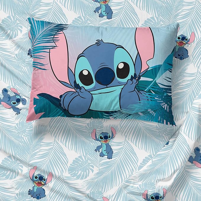 Disney Lilo and Stitch Twin Comforter Set 5 Piece Kids Bedding, Pink | Bed in a Bag, Comforter Sheets Sham Pillowcase, Official Brand, Soft Microfiber, Machine Washable, Easy Care, Girls Gift - Image 5