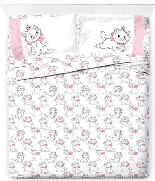 Jay Franco Kids Sheet Set with Fitted, Flat Sheets & Pillow Cover - Ultra-Soft Bedding with Pillowcase for Room Decor, White - Aristocats, 4 Piece Full by JayFranco