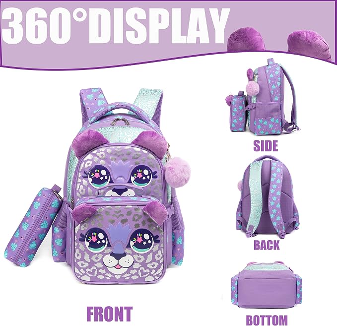 Kids Backpacks for Girls School Bag with Lunch Box School Backpack for Girls Set Cute Bookbag for Kindergarten - Image 4