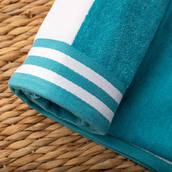 Superior Oversized Beach Towel, Turquoise (Set of 2) - Image 3
