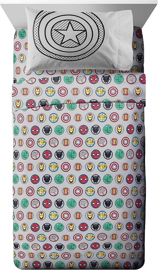 Marvel Avengers Iron Man Twin Comforter Set 5 Piece Kids Bedding, Multi | Hulk Captain America Thor, Bed in a Bag, Comforter Sheets Sham Pillowcase, Soft Microfiber, Machine Washable, Boys Gift - Image 3