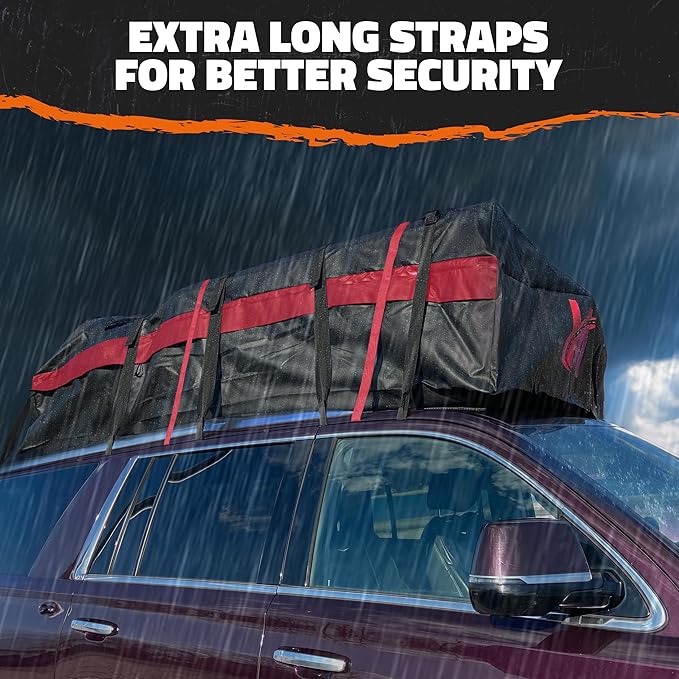 Mockins 45 Cu Ft XL Waterproof Rooftop Cargo Bag 75"x48"x22" | Car Roof Cargo Carrier Bag for Use with or without Roof Rack | Vehicle Soft-shell Carriers w/ Mat, Lock, Hooks, Straps & Case - Image 4