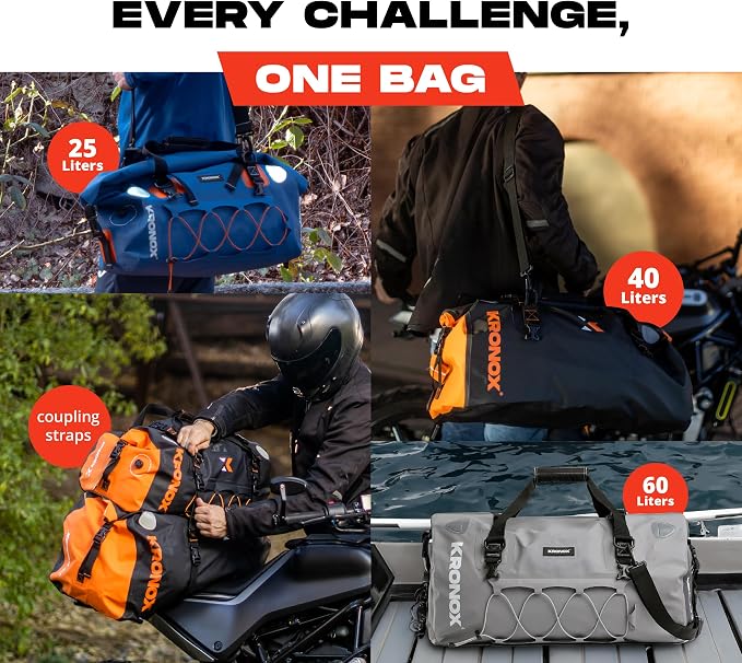 KRONOX Motorcycle Duffel Bag Waterproof, 25L Blue – Durable Motorcycle Luggage & Saddle Bags. Back Seat Dry Bag for Travel, Commute & Dirt Bike Gear - Image 5