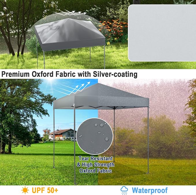 6.6 x 6.6 Ft Pop Up Canopy, 1 Person Instant Setup Canopy Tent with Push Center Lock, 8 Stakes, 4 Ropes & Carrying Bag, Portable Easy Up Gazebo Shelter for Outdoor Camp, Beach, Patio & Party - Image 3