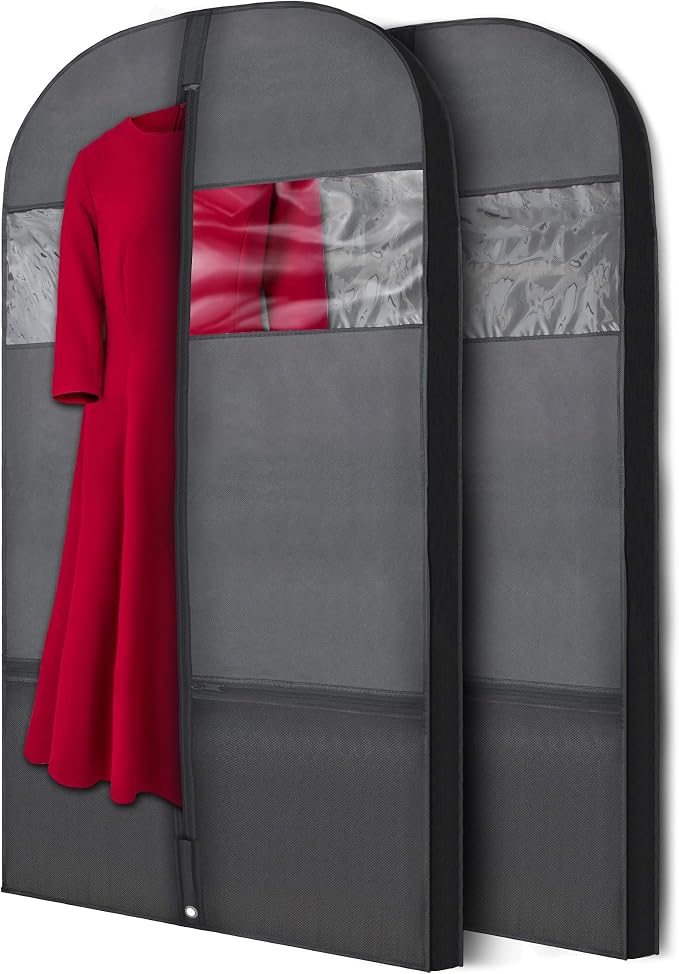 Plixio Gusseted Garment Bags Suit Bag for Travel and Clothing Storage of Dresses, Dress Shirts, Coats— Includes Zipper Pockets and Large Transparent Window (10 Pack: 54” X 24” x 3.4”) - Image 5