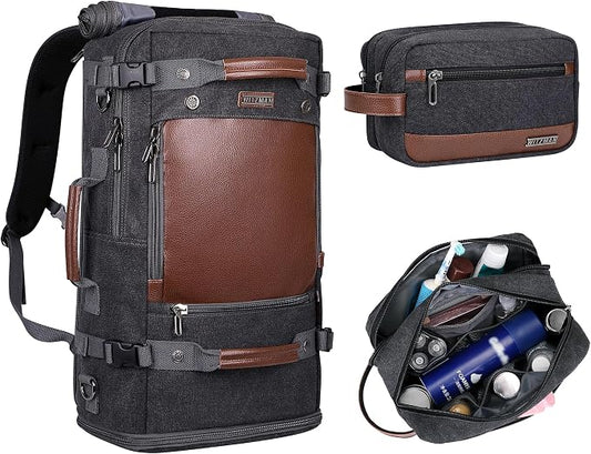 WITZMAN Travel Backpack for Men Carry on Luggage Backpack Duffel bag with Shoe Compartment Toiletry Bag Hanging Dopp Kit Organizer Water-resistant by WITZMAN