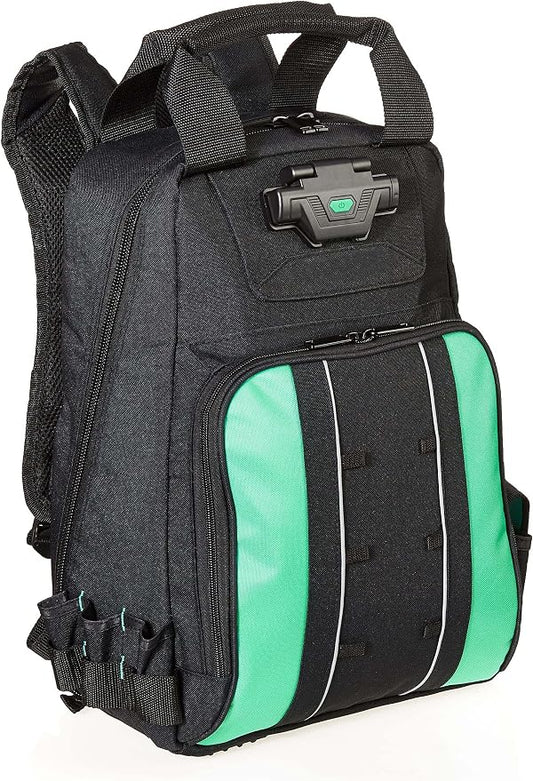 Amazon Basics Tool Backpack with LED Light, 55 Pockets, Padded Shoulder Straps, Tool Storage Bag, Black by AmazonBasics