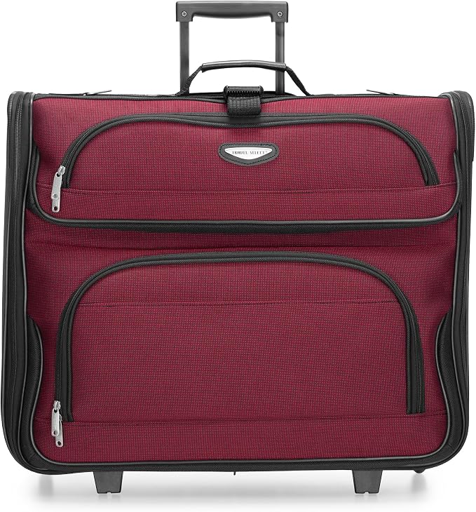 Travel Select Amsterdam Business Rolling Garment Bag, Softside Expandable Rolling 2-Wheeled Suit Carrier, Red, One Size - Image 2