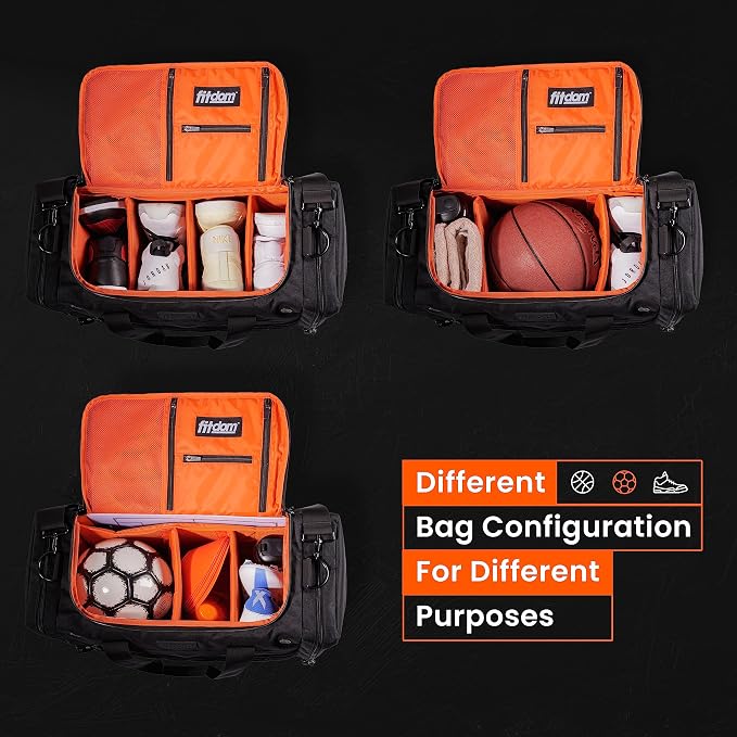 22" Sneaker Bag for Travel, Personal Sports equipment bag for Soccer, Basketball and more. A Multi-functional Duffle with 3 Adjustable Padded Dividers, & Shoulder Strap. TSA Carry-On Size Approved - Image 4