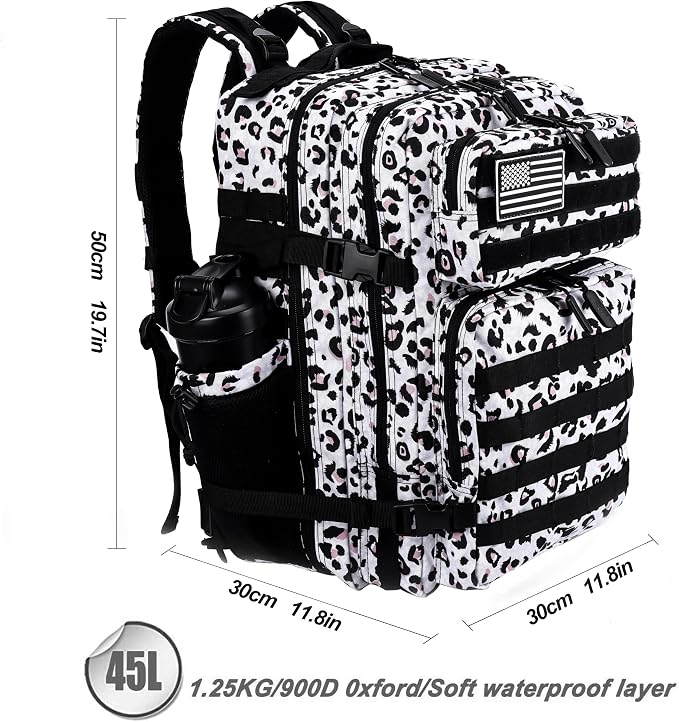 LHI Military Tactical Backpack for Men and Women 45L Army 3 Days Assault Pack Bag Large Rucksack with Molle System - Leopard - Image 3