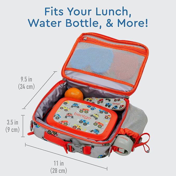 Bentgo® Kids Lunch Bag Set Water Bottle - New & Improved 2023 (Trucks) - Image 3