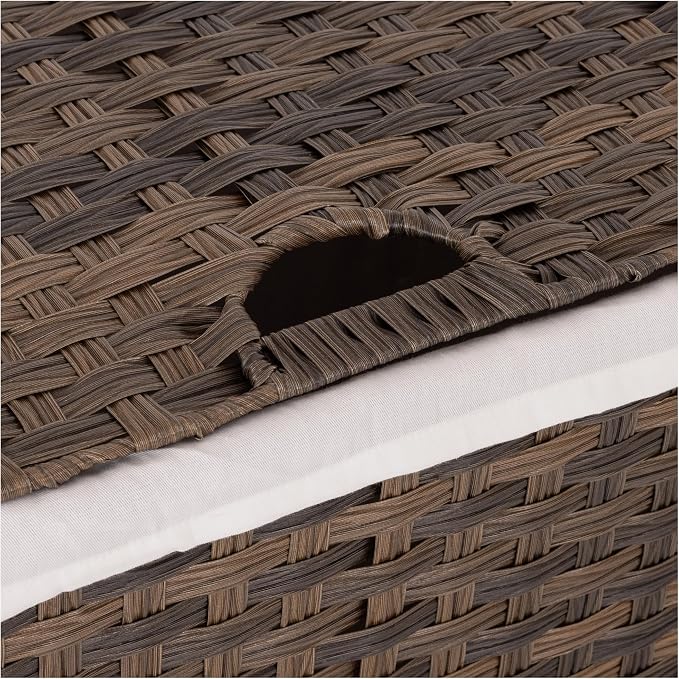 Seville Classics Premium Handwoven Portable Laundry Bin Basket with Carrying Handles, Household Storage for Clothes, Linens, Sheets, Mocha Brown, Rectangular Hamper - Image 6