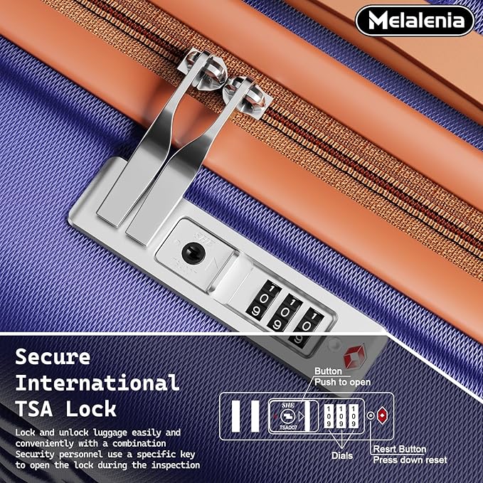 Melalenia Luggage Sets 7 Piece Hard Shell Carry on Suitcase with Spinner Wheels and TSA Lock, Lightweight Travel Duffel Bag for Women, Men, Navy Brown - Image 5