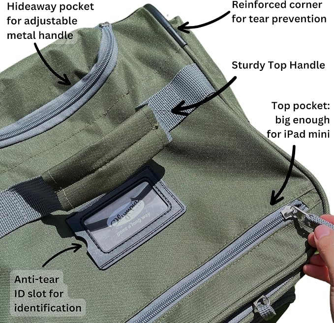 Olympia U.S.A. 22 inch Carry On 8 Pockets Wheeled Rolling Duffel Bag Water Resistant Luggage Lightweight Travel Suitcase with Retractable Handle - Image 4