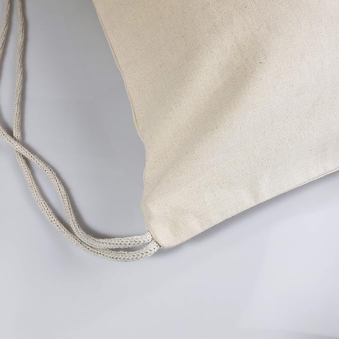 TBF Cotton Canvas Drawstring Backpack with Zippered Front Pocket Cinch Sack Pull String Sport Bags for Gym, Hike, Men Women Kids Bags (Natural, Set of 3) - Image 5