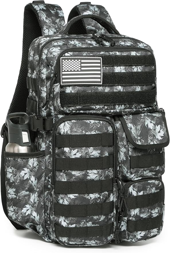 Wotony Tactical Backpack - Military waterproof backpack with multiple pockets and tactical gear for the outdoors (Gray Maple Leaf, 30L) by Wotony