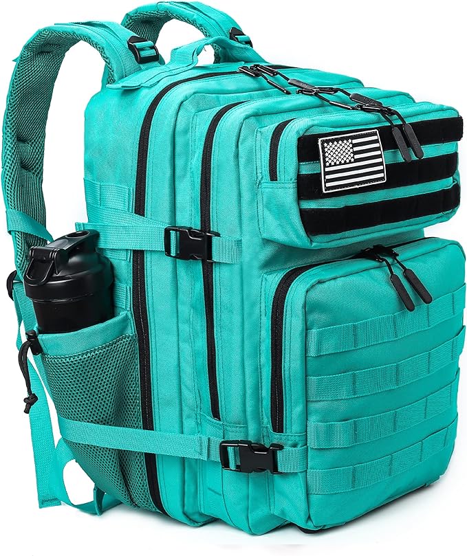 LHI Military Tactical Backpack for Men and Women 45L Army 3 Days Assault Pack Bag Large Rucksack with Molle System - Lake Blue by LHI