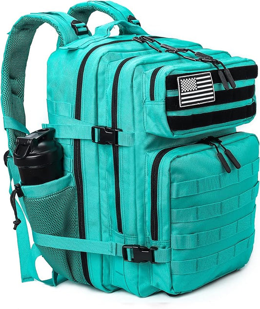 LHI Military Tactical Backpack for Men and Women 45L Army 3 Days Assault Pack Bag Large Rucksack with Molle System - Lake Blue by LHI