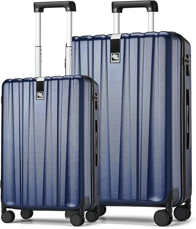 Hanke Luggage Sets 2 piece Carry On Luggage with Wheels PC Hard Shell Suitcases Lightweight Checked Travel Luggage Large Travel Suitcase Woman Men 20/29 Inch(Dark Blue) by Hanke