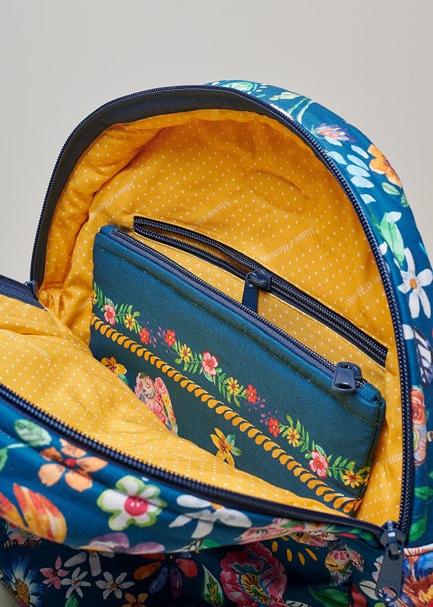 Maison d' Hermine Backpack for Women Men Cotton Shoulder Multipurpose Rucksack with Small Pouch Lightweight Multi Pocket for Travel Work Beach Perfect for Spring Summer (Happy Florals - Blue) - Image 8