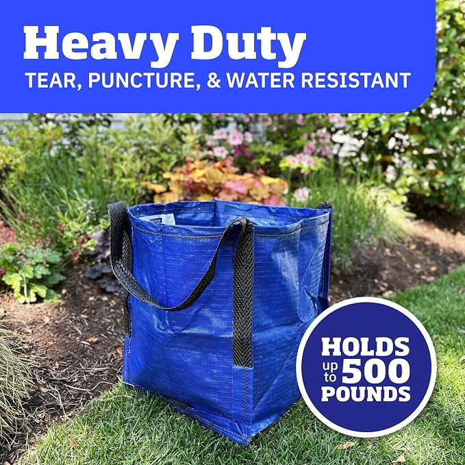 DURASACK Heavy Duty Storage Tote Bag 22-Gallon, Blue, Pack of 4 | Rugged Woven Polypropylene Moving Bag, Reusable Self-Standing Design, Holds up to 500 Pounds - Image 2