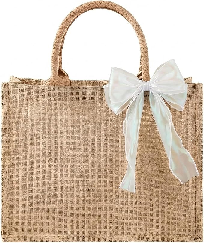 Large Burlap Tote Bags Set with Handles,Jute Tote Waterproof Reusable Bridesmaid by Unknown