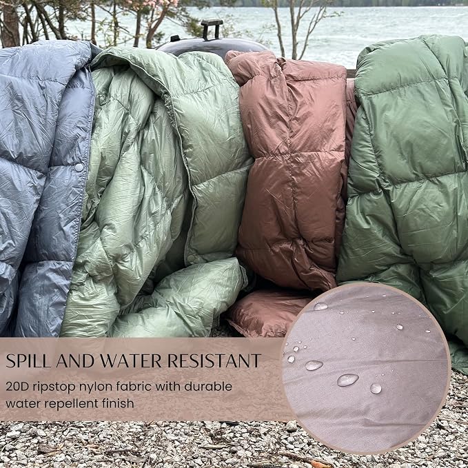 Down Camping Blanket with Footbox – Lightweight, Packable, Water Resistant Backpacking Quilt & Warm Puffy Compact Outdoor Throw – 52x77 with Stuff Sack for Stadium, Hiking & Travel - Image 4
