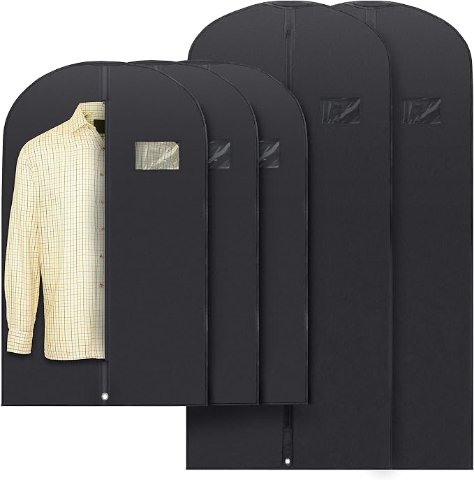 Plixio Garment Bags Suit Bag for Travel and Clothing Storage of Dresses, Dress Shirts, Coats— Includes Zipper and Transparent Window (Black - Mixed Sizes: 100 Pack) - Image 6