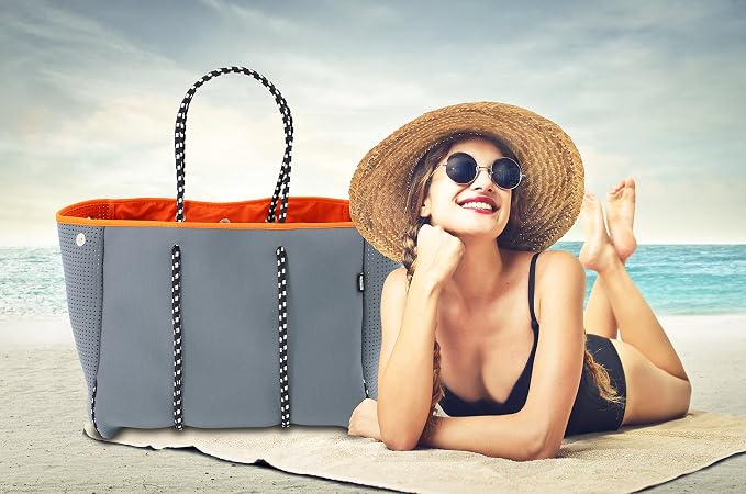 QOGiR Neoprene Multipurpose Beach Bag Tote with Inner Zipper Pocket … … … … - Image 2