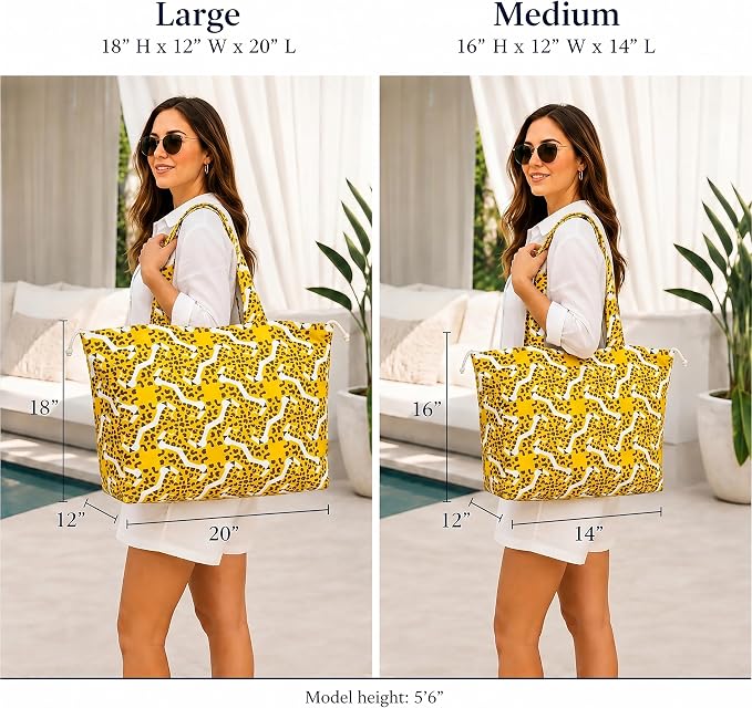 Salt Earth XL Beach Tote Bag for Women – XL Travel Tote with Zipper & Pockets, Oversized Canvas Pool Bag, Weekender Carry-On - Image 2